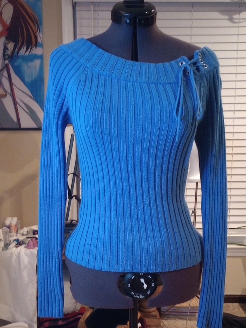 Vintage VS Blue Ribbed Boatneck Sweater
